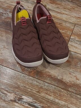 Ryka Quilted Slip-On Loafers in Brown with Pink Accents